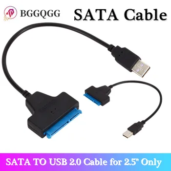 SATA USB 2.0 Kabelis 2,5 Collu Ārējie HDD SSD Cieto Disku SATA 22 Pin Adapter USB 2.0 Sata III Kabeli