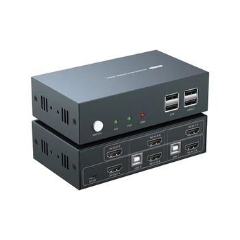 Karstā Pārdošanas USB KVM Switch 2 4 6 8 16 Ostām divu Monitoru 4K HDMI Slēdzis