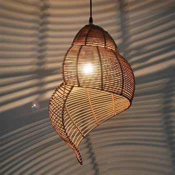 Bambusa kulons gaismas Radošo pīts lampas Jūras Gliemeži ziemeļvalstu lampas koka E27 LED Studiju dzīvojamā istaba kārklu kulons lampas piederumi