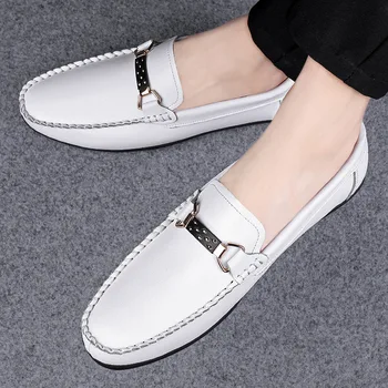 Vīriešu ādas kurpes biznesa atpūtas jaunatnes melna mīksta grunts jūra kurpes ādas tendence korejiešu versiju Joker slinks apavi