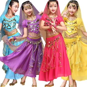 4gab/1set Bērns, Meitene, Indija Profesionālās Dancewear Bērniem Vēdera Deju Tērpi Meitenēm Ēģipte VĒDERA Dejas Tērpu Meitene