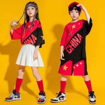 Bērnu Hip Hop Moderns Apģērbs Zēniem un Meitenēm, Hip Hop Tēvijas Tēma Sniegumu, Drēbes, Studentu Vasaras Spēļu Atklāšanas