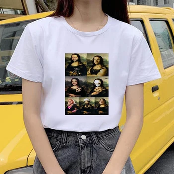 Jaunā Stila Sieviešu Vasaras Mānīšanās Mona Lisa Iespiests T-Krekli, Sieviešu Estētika CreativeTshirt Gadījuma karstā pārdošanas Īsām Piedurknēm t-krekls
