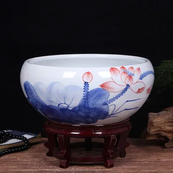 Ķīnas Keramikas Pods Bļodas Ķīniešu Dizaina Zivju Bļoda Akvāriji Zivju Tvertnes Stāvēt Zivju Akvārijs Akvāriju Ornamenti, Porcelāna