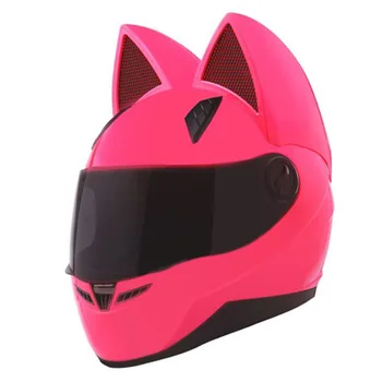 Motocikla ķivere Nitrinos zīmols ar kaķu ausis automobiļu sacensības antifog pilnu sejas ķivere personības dizaina capacete kasko ķivere