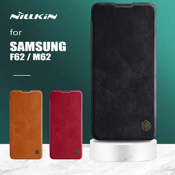 Nillkin Samsung Galaxy F62 M62 Gadījumā Qin Flip PU Ādas Gadījumā Ultra Plānais Maciņš, atmiņas Kartes Slots, Tālruņa Case for Samsung M62 F62 Gadījumā