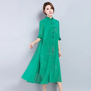 Zaļā Ķīnas Sieviešu Stils Tradicionālo Slaids Sievietes Vasaras Kleita 2020. Gadam Puse Piedurknēm Vintage Drēbes Sieviešu Kleitas FYY506