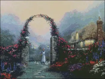 Eļļas glezna dārzs Meža Ainavu Cross Stitch Komplekti Rokdarbi 14CT Apdrukājamā Izšūti augstākās Kvalitātes DIY Apdare, Roku darbs