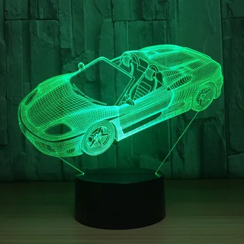Sporta Auto Formas 3D Nakts Gaisma Jaunums 7 Krāsu Mainās LED Galda Galda Lampa 3D Ilūziju, Daudzkrāsains Lampas Zēniem Dāvanu