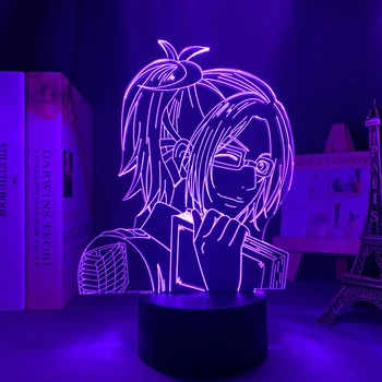 Anime 3d Gaismas Uzbrukumu Titan Hange Zoe Spuldzes Mājas Dekori Dzimšanas dienas Dāvanu Manga Uzbrukumu Titan LED Nakts Lampa Hange Zoe