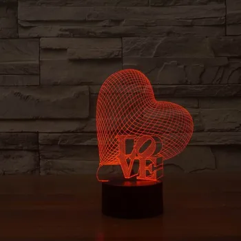 Ziemassvētku rotājumi mājās, Skaistu Mīlestību Sirds Formas 3D Nakts Gaisma 3D Guļamistaba Lampas Iekštelpu Luminaria YJM-2976