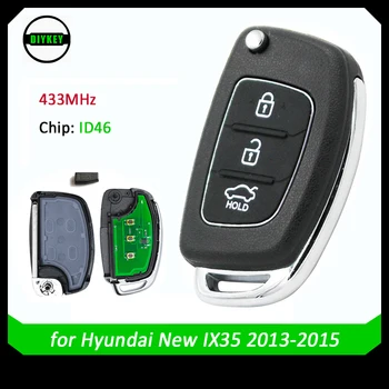 DIYKEY Floding Keyless Ieceļošanas Tālvadības atslēgu Fob 434MHz ID46 Mikroshēmu Jaunu Hyundai IX35 2013. - 2015.gadam