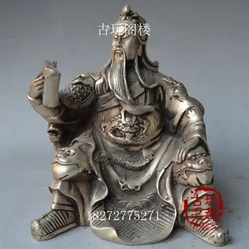 Ķīnas baltā vara boutique kolekcija Guan Gong statuja
