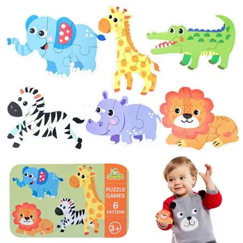 Baby Puzzle Rotaļlietas, Spēles, Dzelzs Kaste Karikatūra Dzīvniekiem, Koka Puzles Bērniem, Montessori Sākumā Izglītības Rotaļlieta Bērniem Dzimšanas Dienas Dāvanas