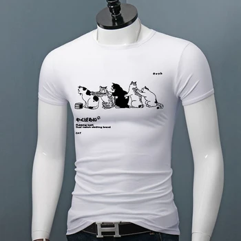 2022 Vīriešu T-krekls streetwear Japāņu Kanji Harajuku Cat T krekls vasaras īsām piedurknēm top apdrukāta kokvilnas T vīriešiem