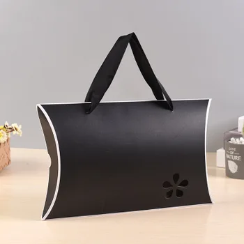 10pcs Black konfekšu Kaste soma Jauns kuģis papīra Spilvena Forma Kāzu Favor Dāvanu Kastes pīrāgs Puse Rūtiņu, somas videi draudzīgu kraft veicināšana
