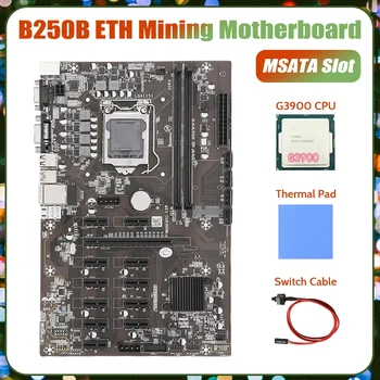 B250B ETH Ieguves Mātesplati+G3900 CPU+Thermal Pad+Switch Kabeli LGA1151 DDR4 12Xgraphics Kartes Slots MSATA Par BTC Miner