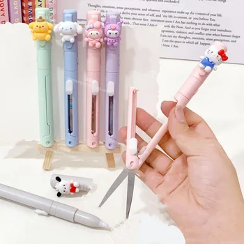 Kawaii Sanrio Mākslas Nazis Sveiki Kittys Anime Locīšanas Pildspalvu Stila Divējāda Lietojuma Šķēres Papīra Rokasgrāmata Kuteris Studentu Rotaļlietas Meitenēm Dāvanu