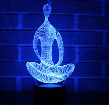 3D LED Nakts Gaismas Joga ar 7 Krāsas, Gaismas, Mājas Apdare, Lampas Pārsteidzošs Vizualizācijas Optiskā Ilūzija Awesome