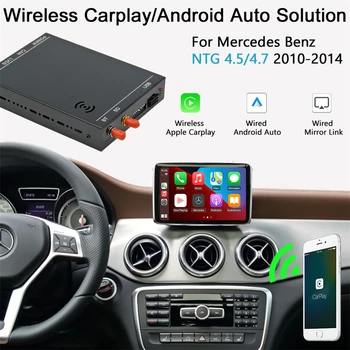 Bezvadu CarPlay Dekodera Kaste Mercedes Benz W205 W211 GLC A B C E S Klases Android Auto Spoguli Saites AirPlay Auto, Play Funkcijas