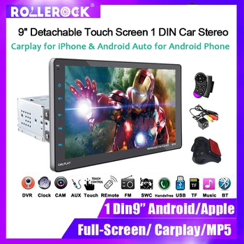 9 Collu Vārpstas Ārējais Touch Screen Apple Automašīnu Spēlēt Auto Radio Mirrorlink Noņemams Android/IOS Stereo magnetofona