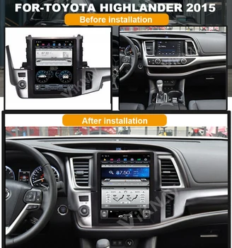12.1 collu vertikāla ekrāna auto GPS navigāciju-Toyota Highlander 2015. gadam automašīnas radio multimediju atskaņotājs