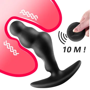 10 režīmi Pievienojiet Anālā Anālais Vibrators krelles Tālvadības Vīriešu Prostatas Massager Butt Plug Anālās Seksa Rotaļlietas Vīriešiem G-Spot Stimulēt
