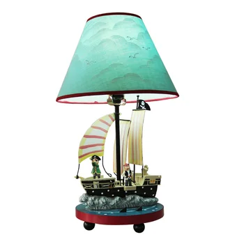 Pirātu kuģis galda lampa Vidusjūras zēns guļamistabas gultas lampa, bērnu istabas radošo jauki karikatūra zēns, dekoratīvās lampas