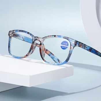 Unisex Modes Anti Zilā Pretbloķēšanas Lasīšanas Brilles Sievietēm Krāsains Kvadrātveida Rāmis Datoru Presbyopic Brilles, Plastmasas Brilles 150