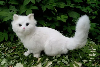 simulācijas gudrs balts kaķis 26x28cm modeli, polietilēna&kažokādas kaķis modeli mājas apdare aksesuārus ,modelis dāvanu d389