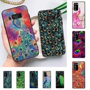 Peacock spalvu Telefonu Gadījumā Samsung J 2 3 4 5 6 7 8 prime plus 2018 2017 2016 core