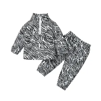 Puiku Un Meiteņu Sporta Tērps Apģērbu Komplekti Bērniem Džemperis + Bikses Zebra Modelis Sporta Rāvējslēdzēju, Elastīga Vidukļa Pavasara Apģērbu