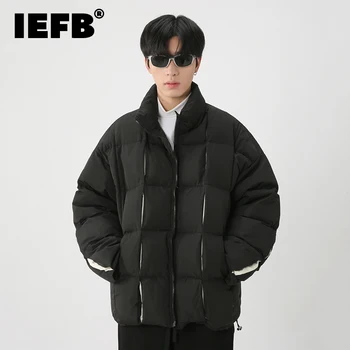 IEFB Vīriešu apģērbi Rudens Ziemas Jaunas Kokvilnas Mētelis korejas Modes 2023 Pavasara Stand Apkakli Gadījuma Vīriešu Tops Kontrasta Krāsu 9A6725