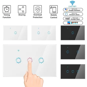 Tuya LIETOTNI Smart WIFI Stikla Touch Tālvadības Laika Slēdzi Panelis Tālvadības ALEXA Balss Smart Switch 1-2-3Gang