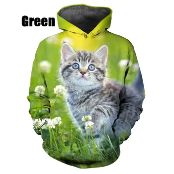 Pavasara Vīrieši/sievietes 3d Iespiests Kaķis pelēkā vārna Smieklīgi Pulovers Gadījuma Kapuci sporta Krekls Topi XS-5XL