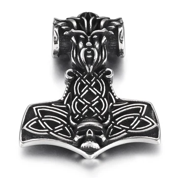 Nerūsējošā Tērauda Vikings tors (Thor ' s Hammer Kulons Vintage Rune Kaklarota Kuloni DIY Aksesuāri, Rotaslietas, kas veic Piegādi