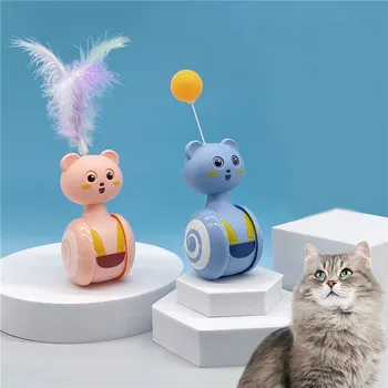 Akrobāts Šūpoles, Rotaļu Kaķi, Funny Kaķis Nesaskrāpē Bumbu Krāsainu Spalvu Skan Rotaļlietas Kaķēns Interaktīvās Pakaļdzīšanās Rotaļlieta Kaķis Piederumi