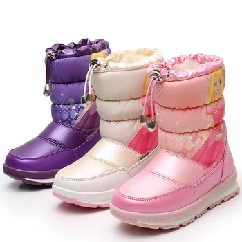 Ziemas Zābaki Bērniem Meiteņu Modes Platforma Vilnas Iekšējo Silts Kurpes Anti-slip