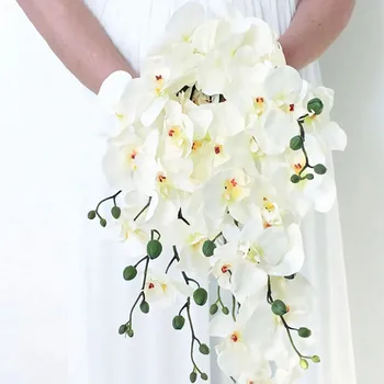 Mākslīgā Zīda Baltā Orhideja, Ziedi Augstas Kvalitātes Tauriņš Kožu Phalaenopsis Viltus Ziedu Kāzu Mājas Festivāls Apdare