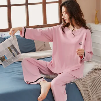Sieviešu Sleepwear Kokvilnas 2GAB Pidžamas Komplekts Gadījuma Naktskrekls Lounge Valkāt Kreklu&Bikses Sexy Naktsveļu Pidžamas Uzvalks Intīmas Apakšveļa