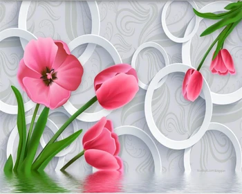beibehang Mājas apdare tapetes modes mūsdienu apli tulip 3D TV fona sienas var pielāgot sienas foto 3d tapetes
