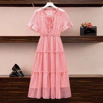 Vintage Pasaku Kleita Sievietēm, Eleganti Dizainera Šifona Kleita ar Īsām Piedurknēm francijas Puse Midi Kleitu Gadījuma Sieviešu Apģērbu vasaras 2021