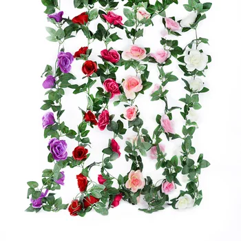 2.2 m Mākslīgo Rožu Ziedu Rotangpalmas Viltus Lvy Augu String Vīnogulāju Piekārtiem Sienas Vainags Kāzu Dekorēšana Mājas, Dārza Dekori