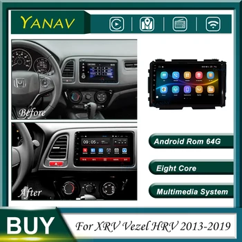 360 Kameras Android Automašīnas Radio, GPS Navigācija, Honda XRV Vezel HRV 2013-2019 Stereo Uztvērēju Multimediju Atskaņotājs ar Carplay