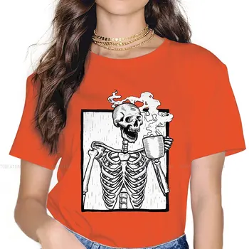 Dienā no Miroņiem Nepieciešams, lai Pabarotu TShirt Sievieti Girl Halloween Kafijas Dzeršanu Skelets 5XL Vasaras sporta Krekli T Kreklu