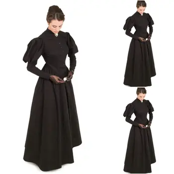 UZ PĀRDOŠANU!Klients-made Black Vintage Tērpi Gothic/Civilā Kara Renesanses kleita Bumbu Kleita Kleita Halloween kleitas MUMS 4-16 C-110