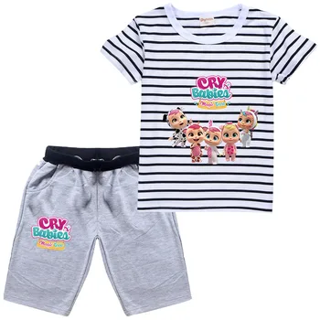 2022. Gadam, Modes Disney Raudāt Bērnu Print Drēbes Zēniem, Meitenēm, Svītrainām Smieklīgu T Kreklu Apģērbs Bērniem Vasaras Apģērbu + Bikses Kopa