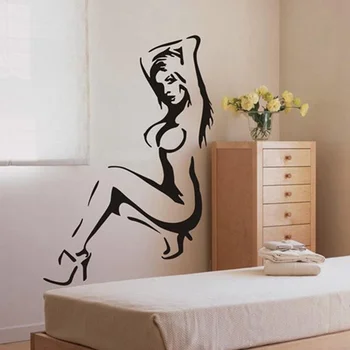 Seksīgu kailu sieviešu noņemamas vinila sienas decal uzlīmes bārs vannas istabas sienas dekors