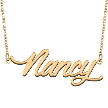 Nancy Plāksnītē Kaklarota Sievietēm Nerūsējošā Tērauda Rotaslietas, Zelta Pārklājumu Nosaukums Ķēdes Kulons Femme Māte, Draudzene Dāvanu