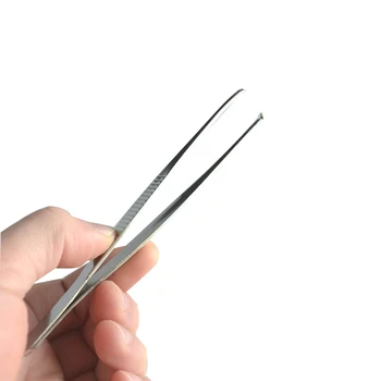 100 Gab Medicīnas nerūsējošā tērauda pincetes bieza kārta anti-skid zobiem knaibles klipu, ar augstu precizitāti, kas ir 12,5 cm/4.92
